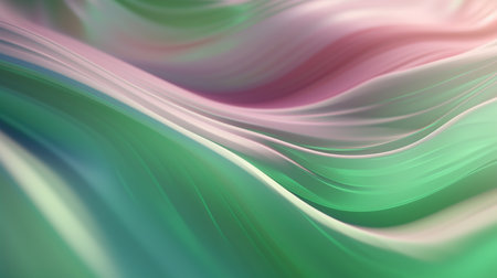 Fabric with gradient colors. Wavy folds. Abstract elegant background for design. Delicate and elegant silk cloth. Generative AI. Illustration for banner, poster, cover, brochure or presentation.の素材