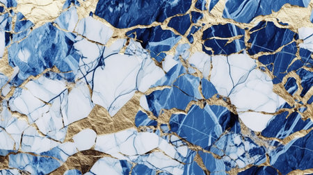 Marble background with glowing golden veins. Tender and dream design. Generative AI. Illustration for banner, poster, cover, brochure, presentation, print ads or packaging design template.の素材