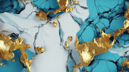 Marble background with glowing golden veins. Tender and dream design. Generative AI. Illustration for banner, poster, cover, brochure, presentation, print ads or packaging design template.の素材