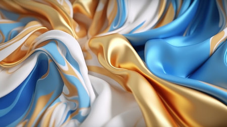 fabric. Wavy folds. Abstract elegant background for design. Delicate and elegant silk cloth. Generative AI. Illustration for banner, poster, cover, brochure or presentation.の素材