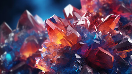 Crystals with druze. Generative AI. Illustration for banner, poster, cover, brochure or presentation.の素材