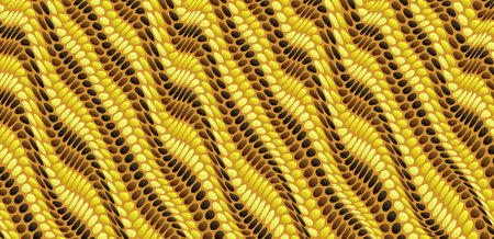 Wavy surface with optical illusion. Abstract polka dots pattern. Distorted texture. 3d vector illustration.のイラスト素材