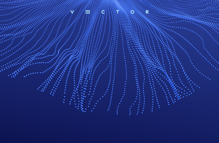 Array with dynamic particles. 3D technology style. abstract background. vector illustration.のイラスト素材