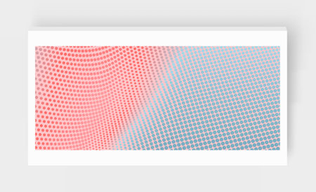 Halftone gradient background. Vibrant trendy texture, with blending colors. Cover design template. 3d network design with particles. Can be used for advertising, marketing, presentation.のイラスト素材