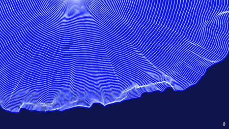 Abstract background with dynamic particles. Circular grid pattern. 3d vector illustration for business, science or technology.のイラスト素材