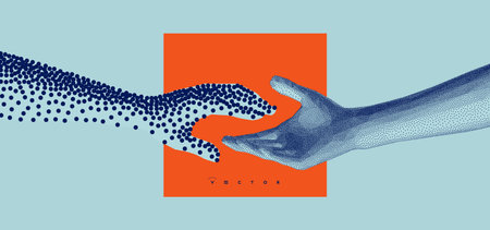 Hands reaching towards each other inのイラスト素材