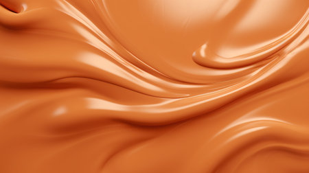 Liquid sweet melted caramel. Wavy abstract background. Peanut butter. Generative AI. Illustration for banner, poster, cover, brochure or presentation.の素材