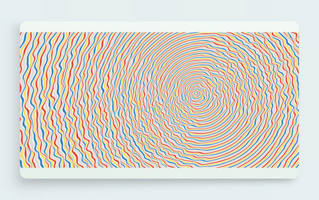 Abstract circular striped background. Pattern with optical illusion. 3D geometrical vector illustration.のイラスト素材