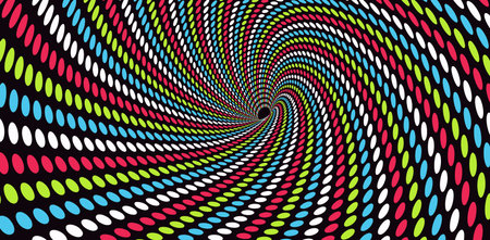 Abstract dotted tunnel. 3D vector illustration with hypnotic and psychedelic effect.のイラスト素材