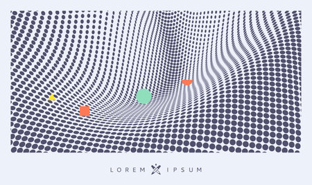 Wavy surface with optical illusion. Abstract polka dots pattern. Vector illustration.のイラスト素材