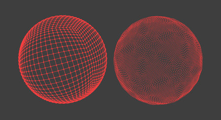 Sphere with connected lines and dots. Global digital connections. Wireframe illustration. Abstract 3d grid design. Technology style.のイラスト素材