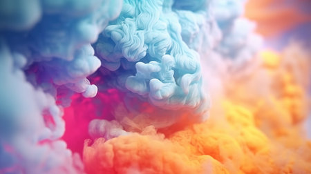 Swirling orange and blue smoke background. Generative AI. Illustration for banner, poster, cover, brochure or presentation.の素材