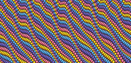 Wavy dotted background with optical illusion. Abstract polka dots pattern. 3d vector illustration.のイラスト素材