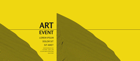 Art event invitation template. Background with optical illusion. Pattern can be used as a template for brochure, poster, presentation, flyer or banner. 3d vector illustration.のイラスト素材