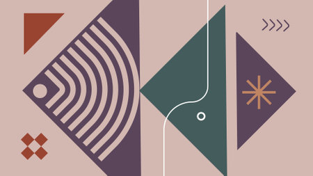 Geometric Abstract Muted Violet and Green Tones