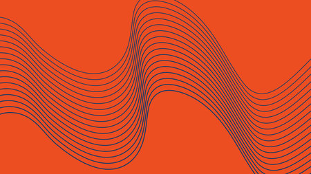 Dynamic Abstract Wave Lines On Orange Backgroundのイラスト素材