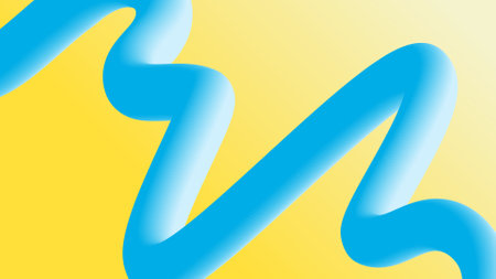 Zigzag Blue Tube Flowing on Yellow Backgroundのイラスト素材