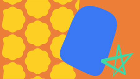 Blue Rounded Form and Yellow Shapes Design