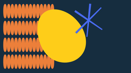 Yellow Oval and Orange Grid Design Background