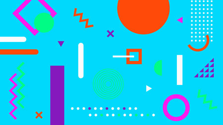 Colorful Tech Style on Cyan Background