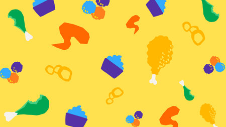 Crunchy drumsticks and food icons backgroundのイラスト素材