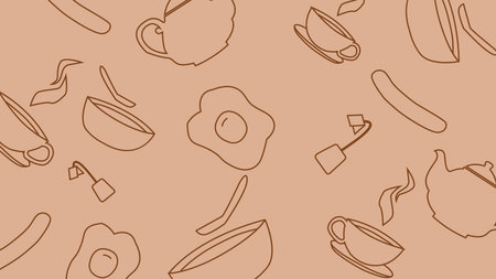 Tea and egg breakfast backgroundのイラスト素材