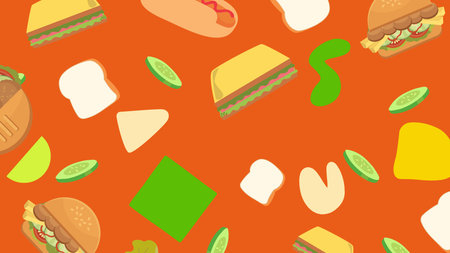 Toast and burger backgroundのイラスト素材