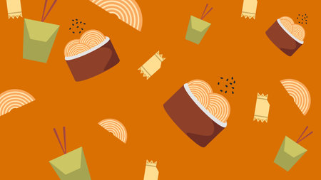 Instant ramen and noodle icons backgroundのイラスト素材