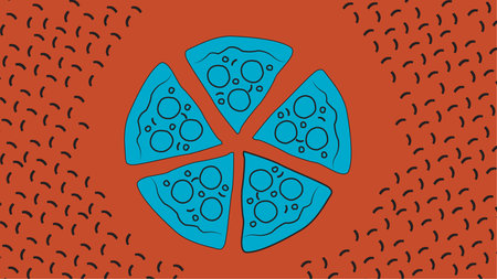 Playful Blue Pizza Slices Backgroundの写真素材