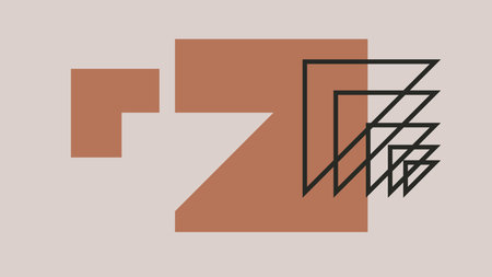 Geometric Triangle Line Art on Terracottaの写真素材