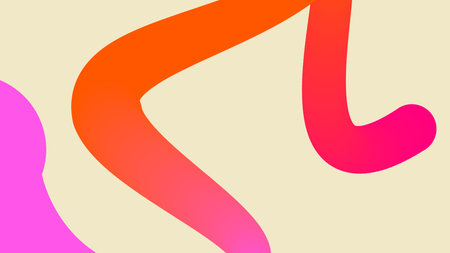 Minimal Vibrant Line Art on Beige Backgroundの写真素材