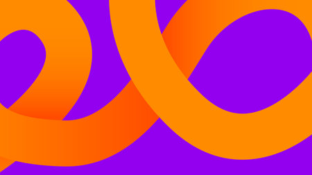 Orange Looping Ribbons on Bright Purple Canvas