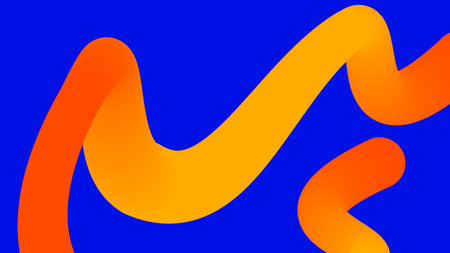 Curved Orange Gradient Ribbon on Royal Blue