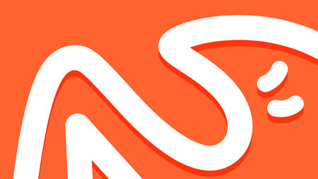 Smooth White Wave Illustration on Orangeの写真素材