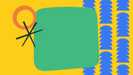 Abstract Green Square with Circular Forms