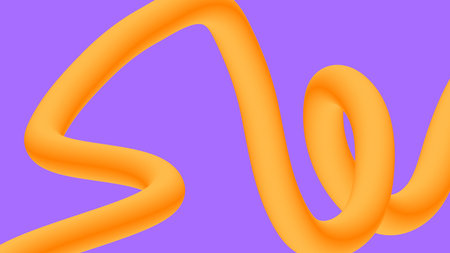 Swirling Orange Tube on Violet Background
