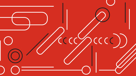 Red Abstract Composition with Lines Backgroundの写真素材