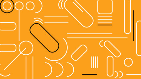 Minimal Abstract Design with Lines Shapes Orangeの写真素材