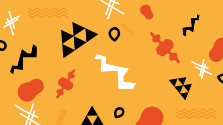 Bold abstract background featuring dark geometric shapes and clean white accents on a vivid orange...