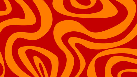 Warm abstract squiggle design with orange lines flowing on a red base. Retro and modern fusion for...