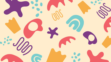 Graphic cutout blobs and arches forming a bold modern composition perfect for posters or web design.