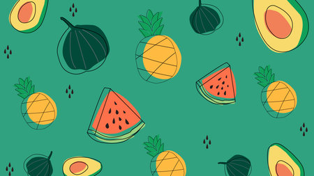 Playful pineapples, watermelons, blueberries, and avocados. Fun and fruity design perfect for...
