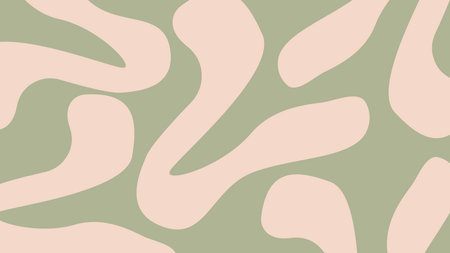 Soft beige organic shapes flow over a muted olive green backdrop. A calm and modern abstract design...