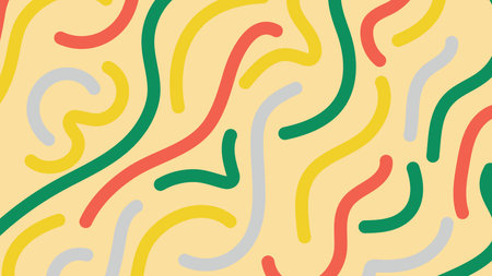 Abstract Pastel Squiggly Strokes in Red, Yellow, Green and Gray Over a Light Cream Background. A Fun...