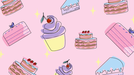 Colorful dessert pattern backgroundの写真素材