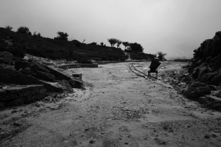 Mining car at abandoned railwayの写真素材
