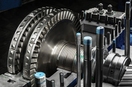 A wheel of a small steam turbine.の写真素材