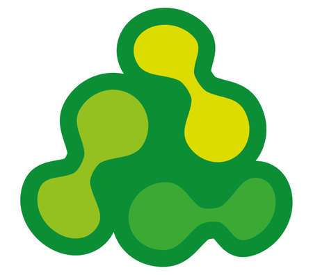 Green triangle made of pairs of dotsのイラスト素材