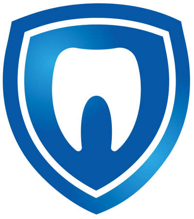 shield with a white tooth signのイラスト素材