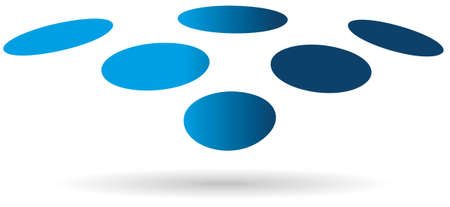 Levitating six blue dots with its shadowのイラスト素材